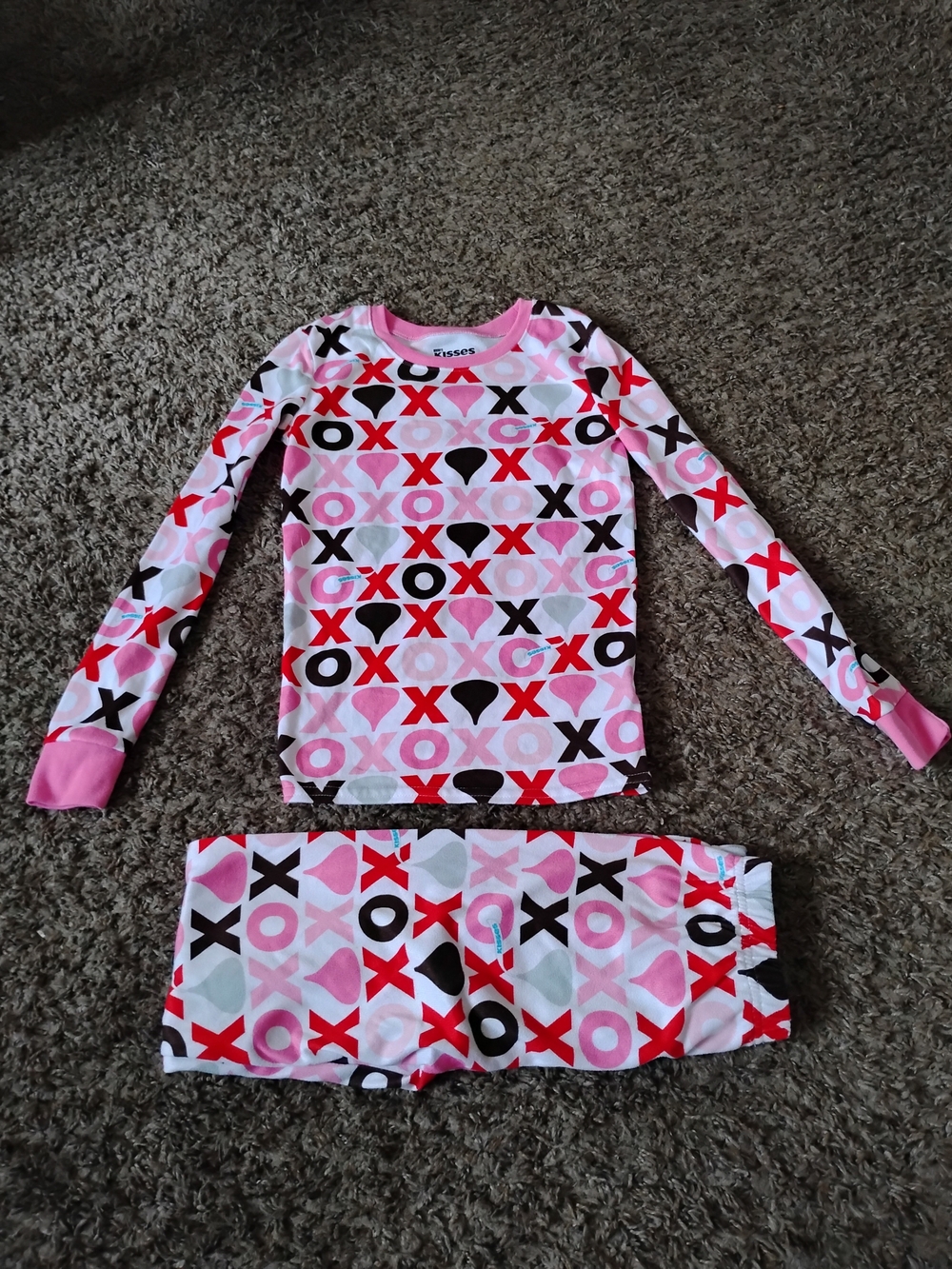 Kids Pink XOXO Heart Matching Pajama Set